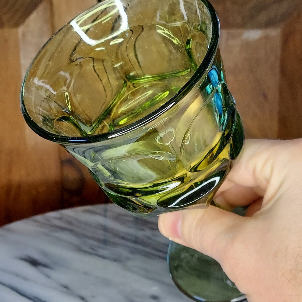 Vintage Green Glass Goblet - Picture 8 of 9
